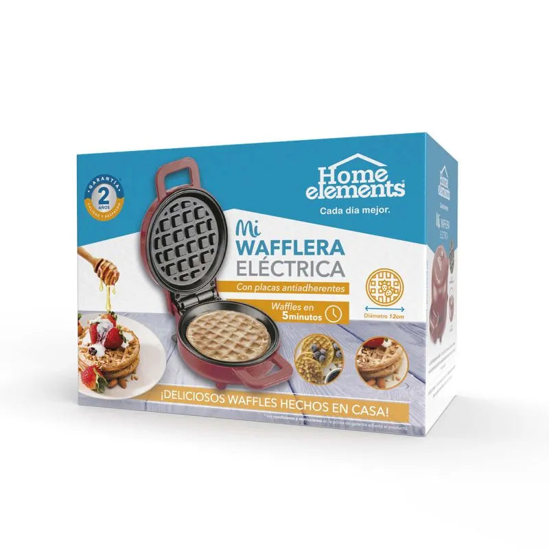 Mini Waflera Roja Home Elements de 12 Cm HEWM-68R