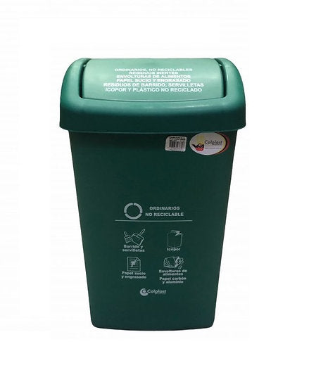 Papelera Colplast Tapa Plana Vaiven de 36 Litros