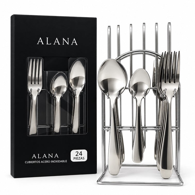 Juego de Cubiertos Tokio Alana Life Con Soporte de 24 Piezas LF2091