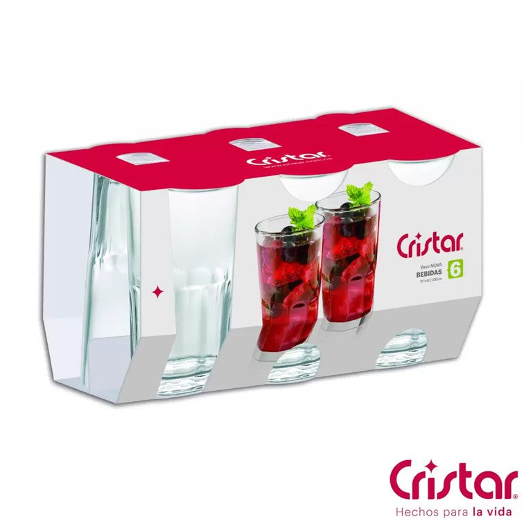 Set X6 Unidades de Vasos Nova Bebidas Cristar 0259CL6