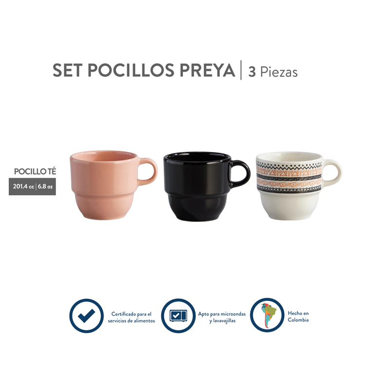 Set X3 Pocillos Corona Apilables Preya 201.4ml