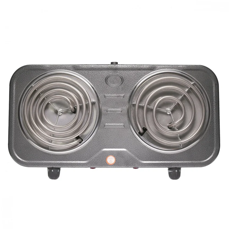 Estufa Eléctrica Home Elements de 2 Puestos Gris HE-003LG