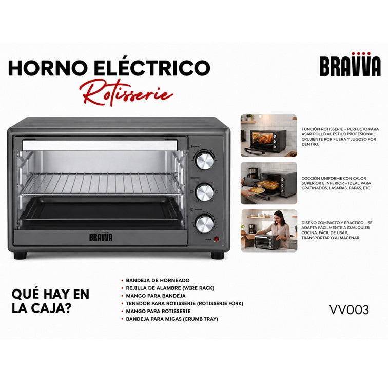 Horno Eléctrico BRAVVA HAUS Rotisserie 46 Litros