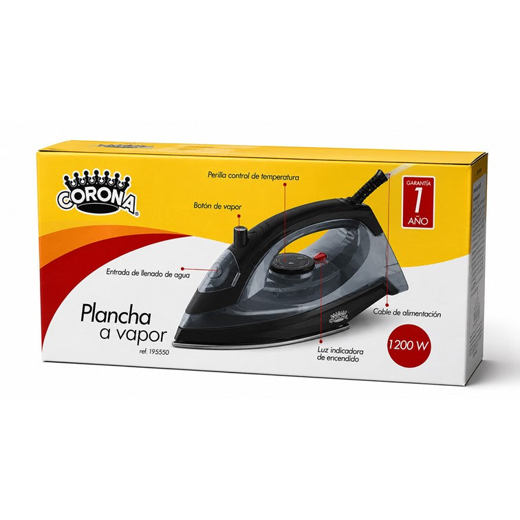 Plancha a Vapor Clasica Corona Negra L95550