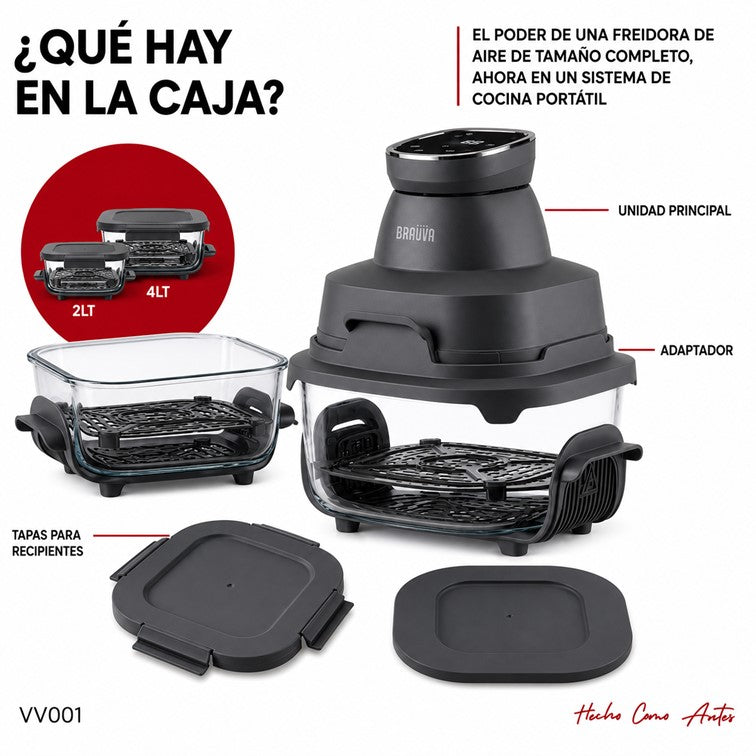 Freidora de Aire Digital BRAVVA HAUS Crunchy Doble Taza