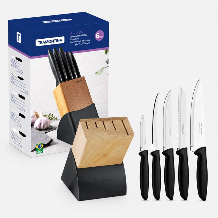 Combo de Cocina Tramontina - Sartenes X3 Und Turim + Cuchillos X5 Und Taco Madera