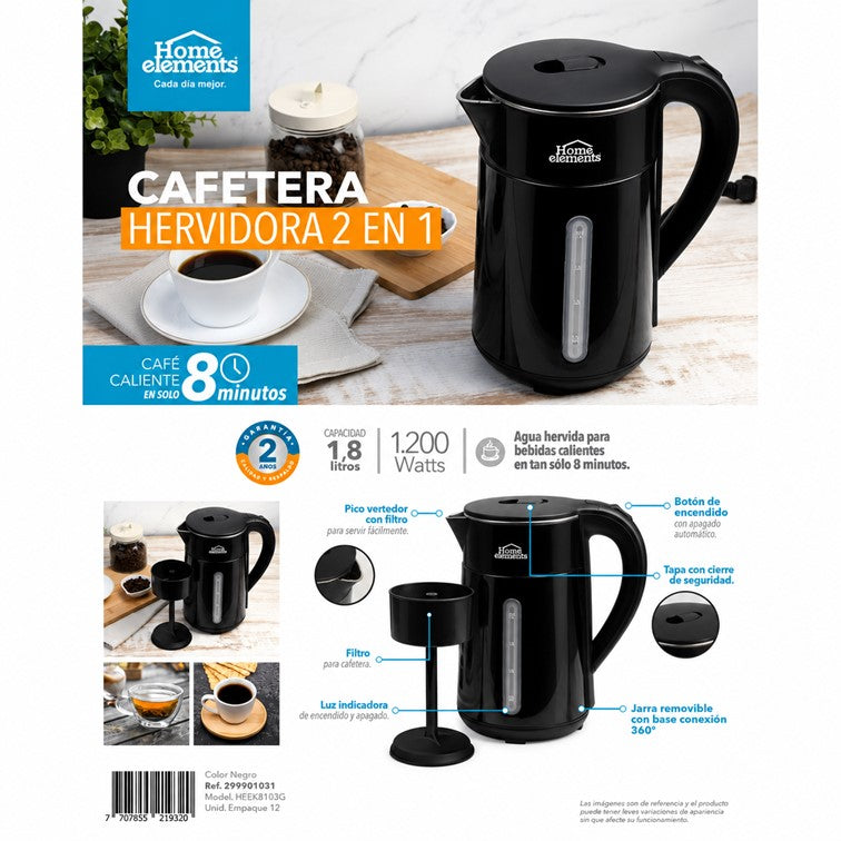 Jarra Hervidora Home Elements 2 en 1 de 1.8 Litros HEEK8103G