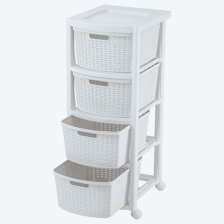 Cajonero Apariencia Rattan 4 Gavetas Altas