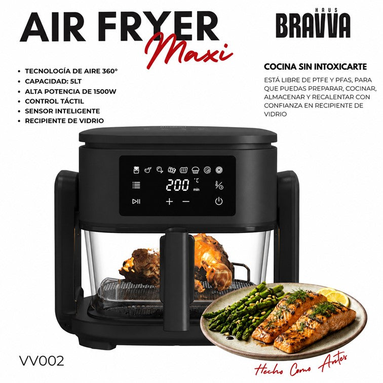 Freidora de Aire Digital BRAVVA HAUS Maxi 5 Litros