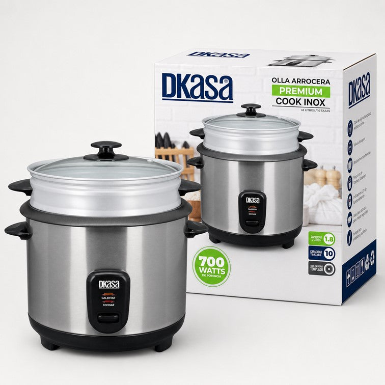 Olla Arrocera Dkasa de 1.8 libras en Acero Inoxidable RC-AL1.8