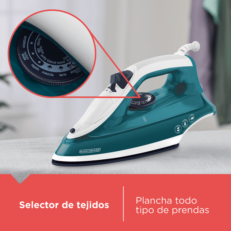 Plancha de Ropa a Vapor TrueGlide Azul Cerámica Black+Decker IRBD365