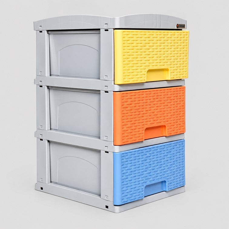 Practimueble Apariencia Rattan 3 Gavetas Colplast Color Pastel 3001318