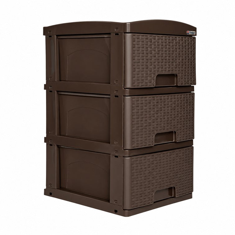 Practimueble Apariencia Rattan 3 Gavetas Colplast Color Wengue 300777
