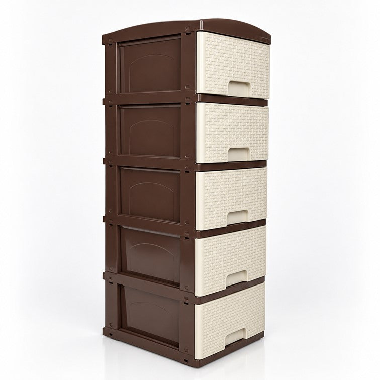 Practimueble Apariencia Rattan 5 Gavetas Colplast Color Pistacho Wengue 3001067