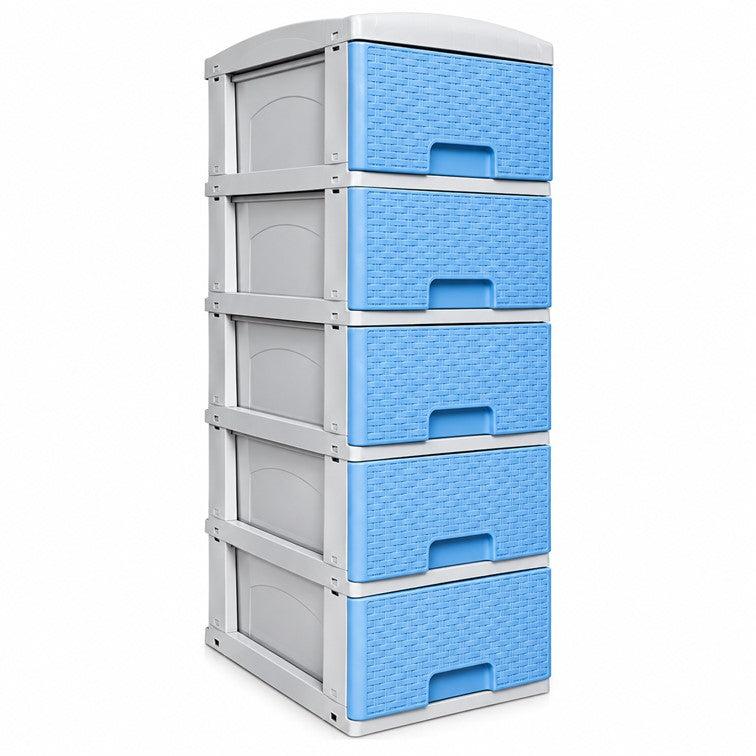 Practimueble Apariencia Rattan 5 Gavetas Colplast Color Azul Celeste 3001340