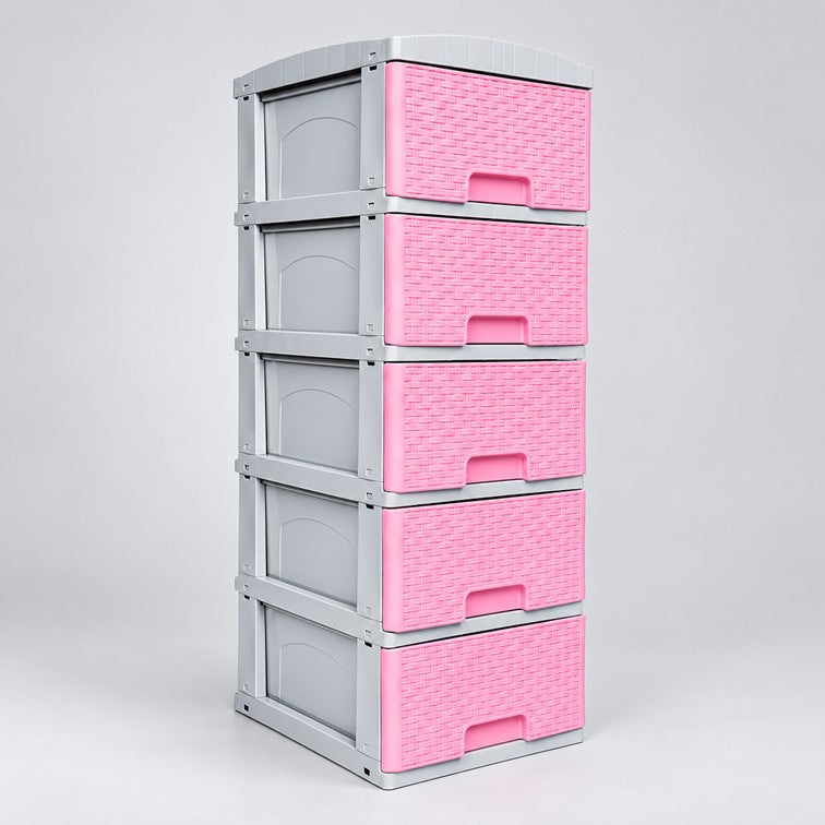 Practimueble Apariencia Rattan 5 Gavetas Colplast Color Rosado 3001348