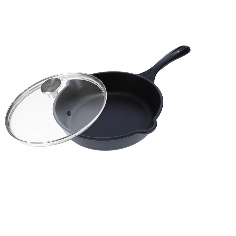 Combo Sartén de Hierro Fundido Con Tapa de Vidrio Victoria de 25 Cm