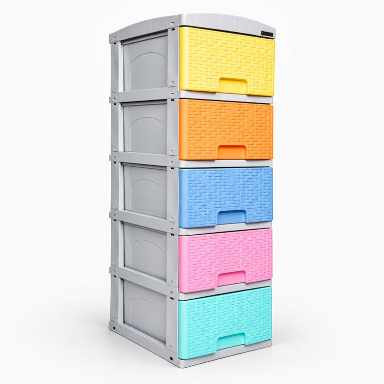 Practimueble Apariencia Rattan 5 Gavetas Colplast Color Pastel 3001172