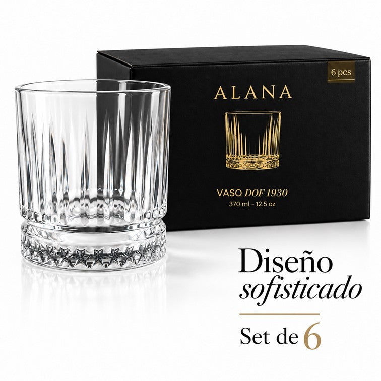 Set X6 Und de Vasos Cortos 1930 Alana Life de 370 Ml CAP030627