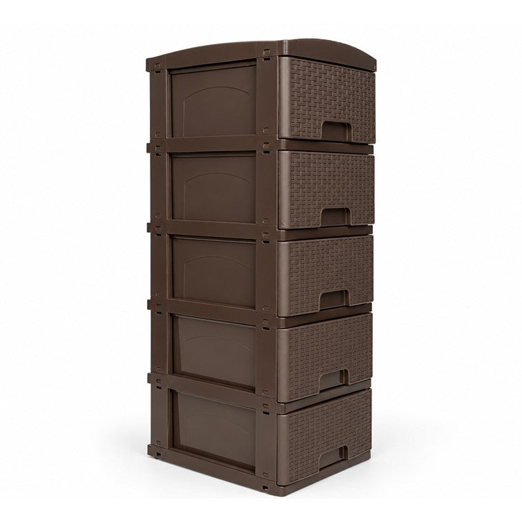 Practimueble Apariencia Rattan 5 Gavetas Colplast Color Wengue 300772