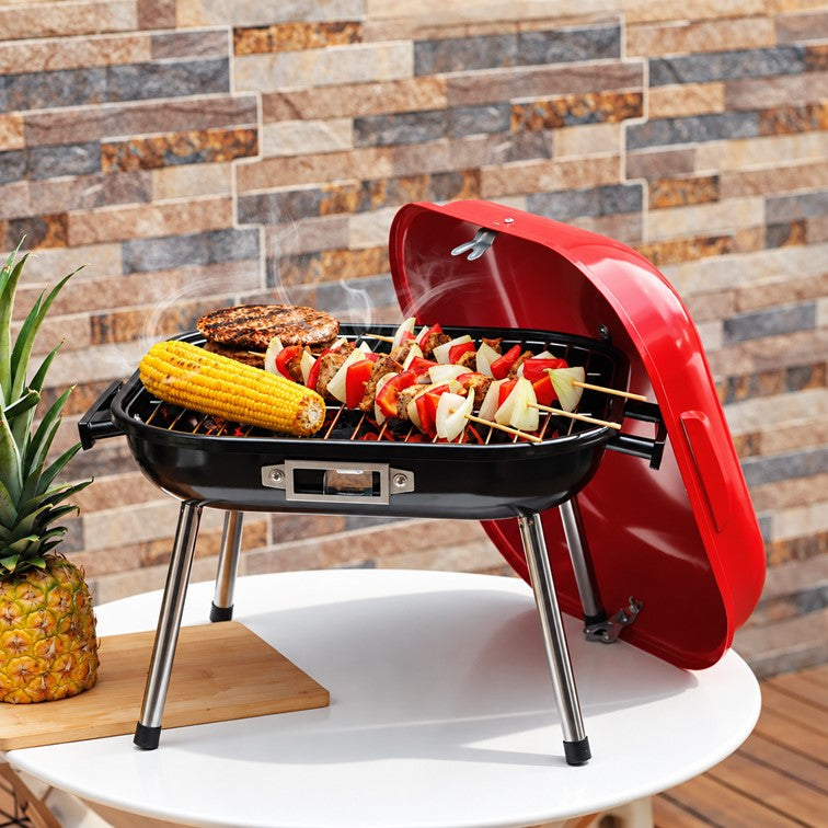Asador a Carbon de Mesa BBQ Home Elements Rojo HEBBQ9014R