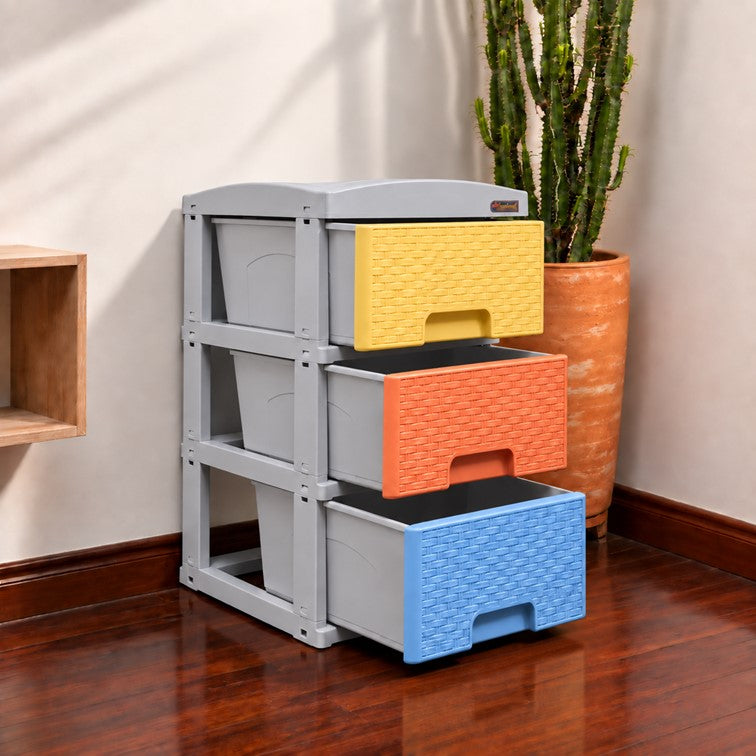 Practimueble Apariencia Rattan 3 Gavetas Colplast Color Pastel 3001318