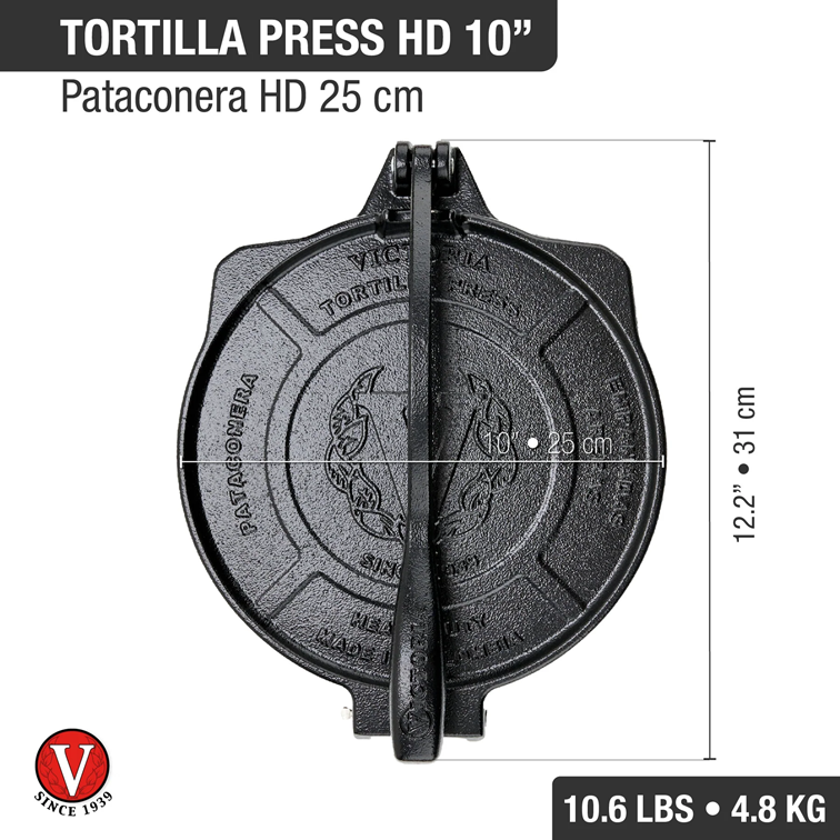 Pataconera Tortilladora de Hierro Fundido Victoria de 25 Cm 31343