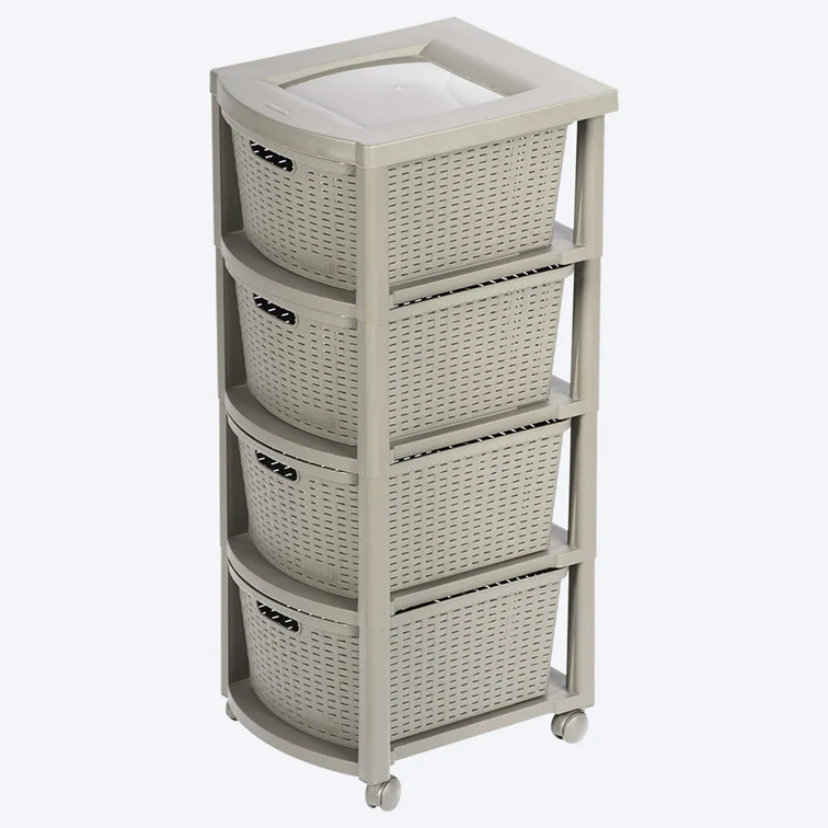 Cajonero Apariencia Rattan 4 Gavetas Altas
