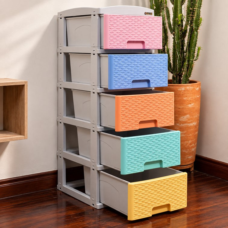 Practimueble Apariencia Rattan 5 Gavetas Colplast Color Pastel 3001172