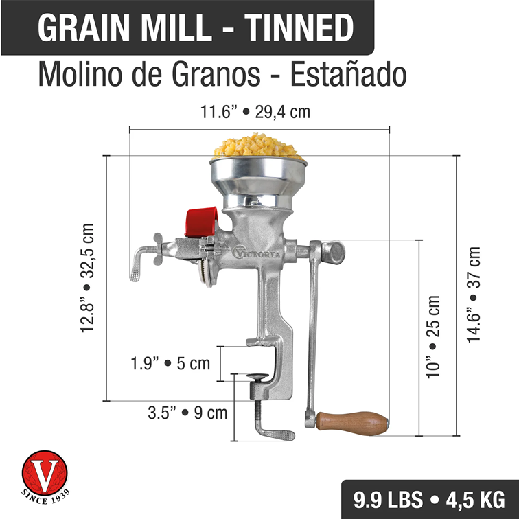 Molino de Granos Victoria Manual Tolva Baja en Estañado 30018