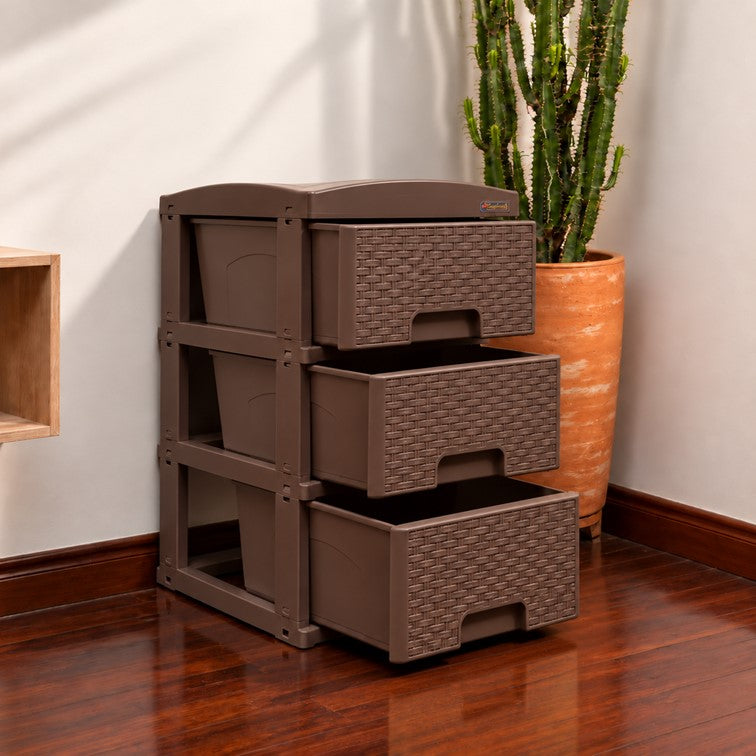 Practimueble Apariencia Rattan 3 Gavetas Colplast Color Wengue 300777