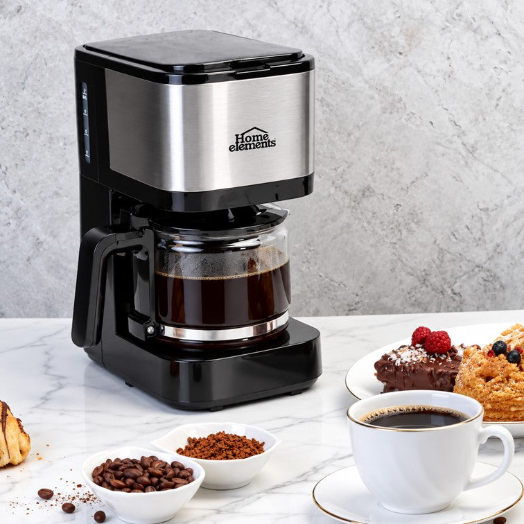 Cafetera Home Elements de 6 Tazas en Acero Inoxidable HECM-9420SS