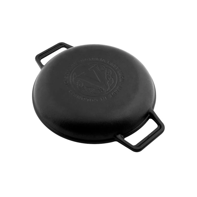 Sartén Liso de Hierro Fundido Victoria de Doble Asa 25 Cm