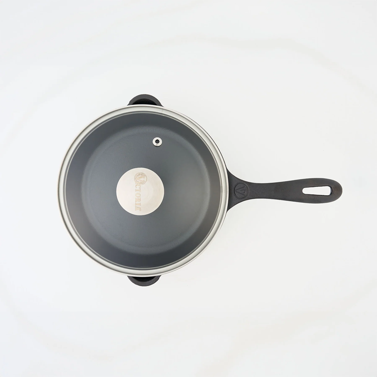 Combo Sartén de Hierro Fundido Con Tapa de Vidrio Victoria de 20 Cm