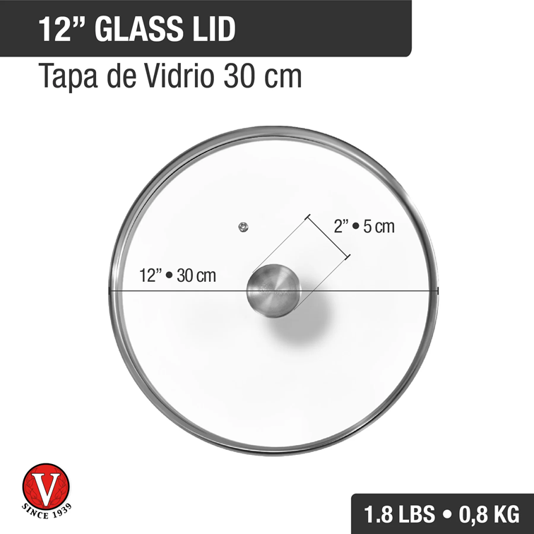 Combo Sartén de Hierro Fundido Con Tapa de Vidrio Victoria de 30 Cm