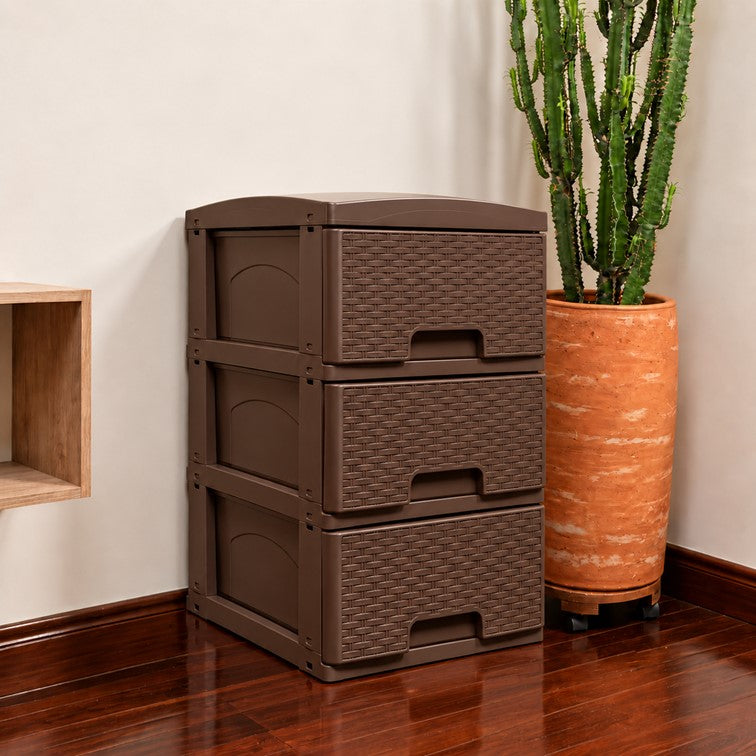 Practimueble Apariencia Rattan 3 Gavetas Colplast Color Wengue 300777