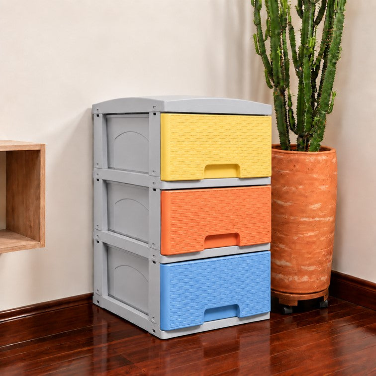 Practimueble Apariencia Rattan 3 Gavetas Colplast Color Pastel 3001318