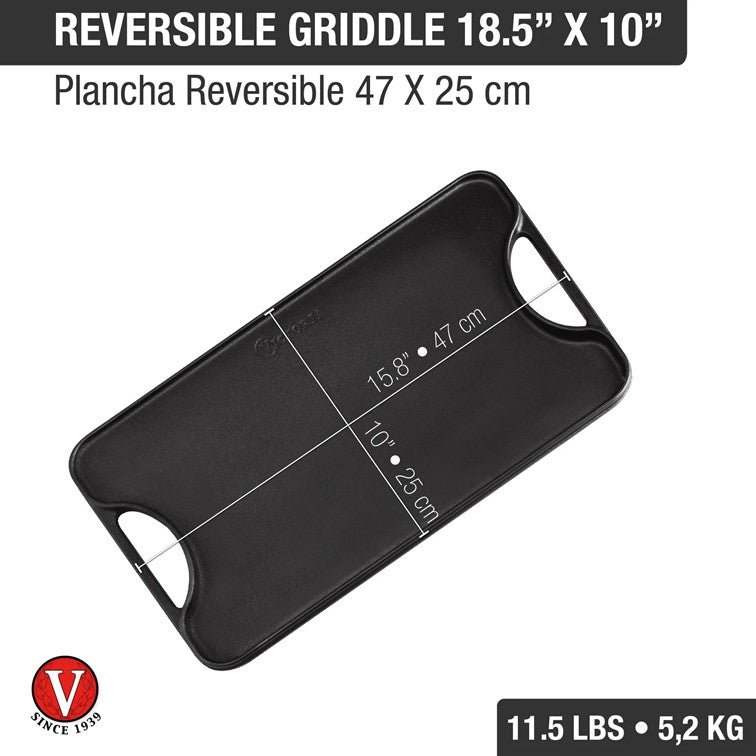 Plancha Reversible para Asar de Hierro Fundido Victoria 47 X 25 Cm 31770