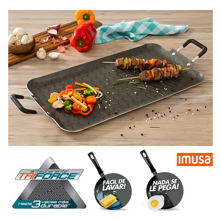 Plancha Doble Antiadherente Con Venas Imusa 50x27 Cm 5861022640