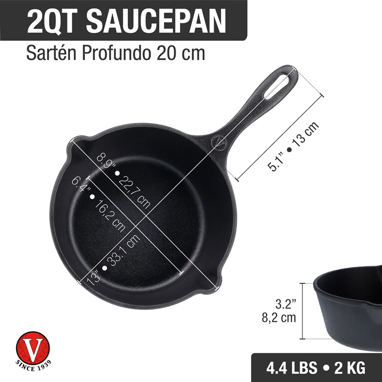 Sartén de Hierro Fundido Victoria Profundo 1,9 Litros de 20 Cm 37819