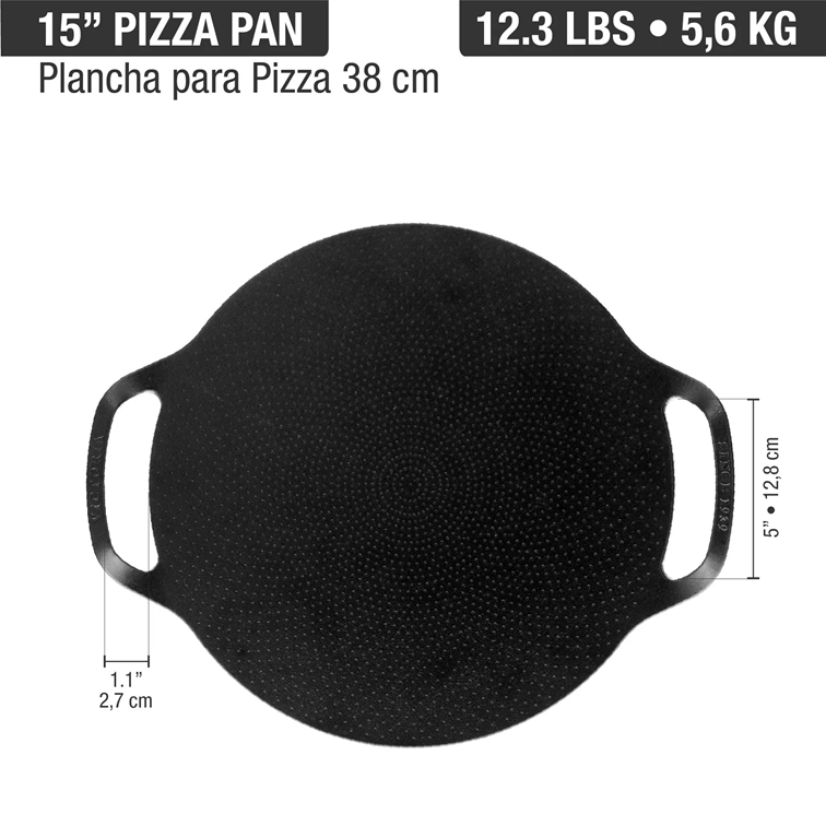 Plancha de Hierro Fundido Victoria Para Pizza Doble Asa 38 Cm 39332