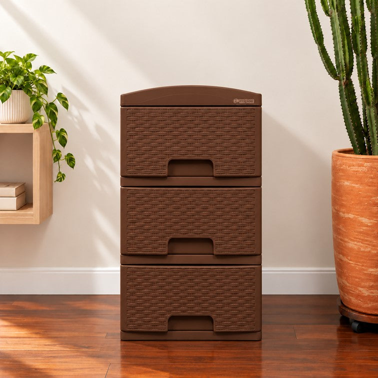 Practimueble Apariencia Rattan 3 Gavetas Colplast Color Wengue 300777