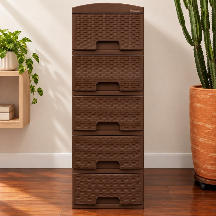 Practimueble Apariencia Rattan 5 Gavetas Colplast Color Wengue 300772