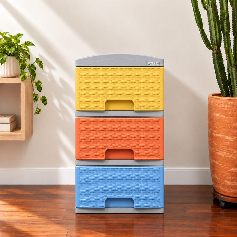 Practimueble Apariencia Rattan 3 Gavetas Colplast Color Pastel 3001318