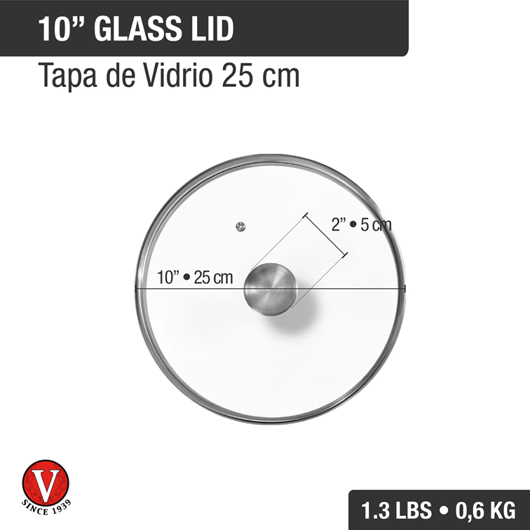 Combo Sartén de Hierro Fundido Con Tapa de Vidrio Victoria de 25 Cm