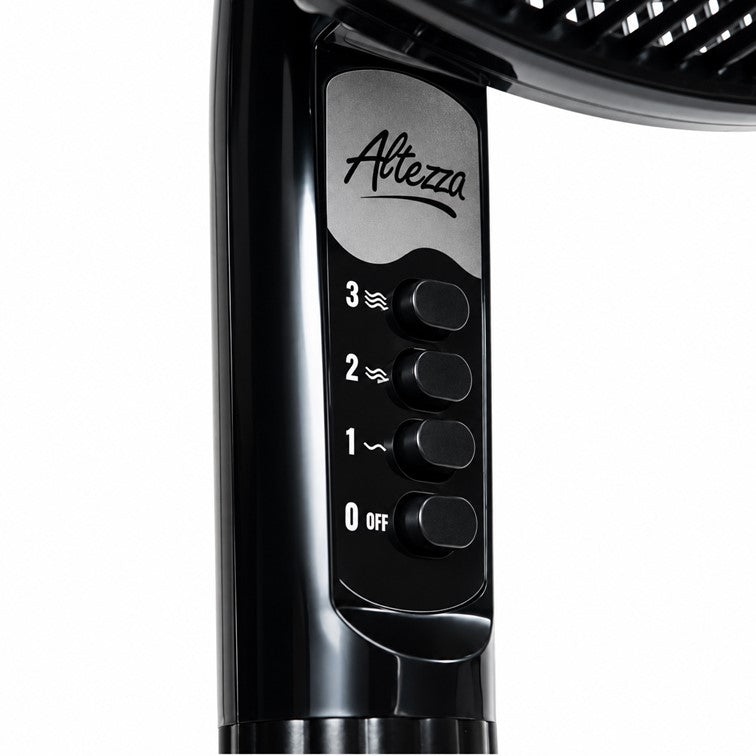 Ventilador Altezza Basic de Pedestal Motor Bujes Malla Plástica Negro ASF-BB18B