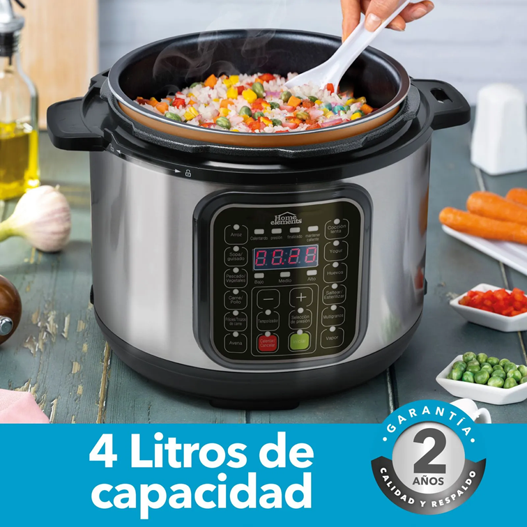 Olla Multifuncional Home Elements de 4 Litros HEOM4202SS