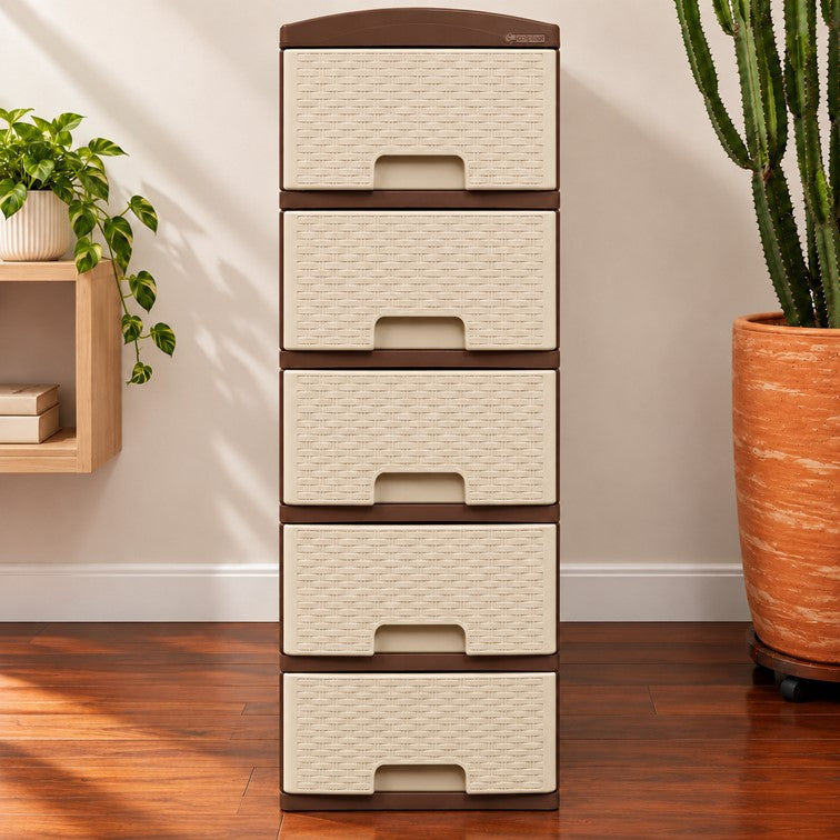 Practimueble Apariencia Rattan 5 Gavetas Colplast Color Pistacho Wengue 3001067