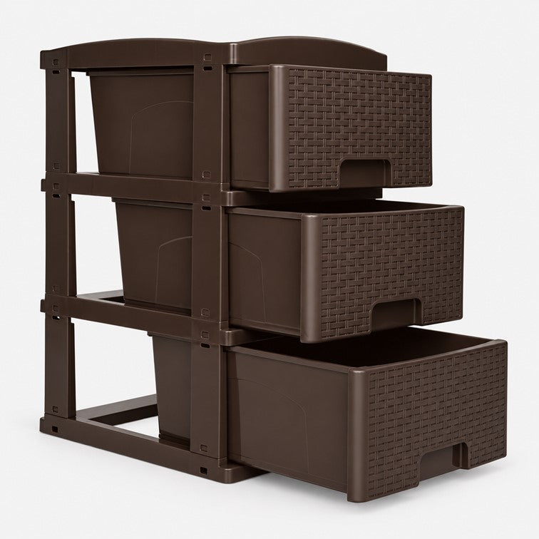 Practimueble Apariencia Rattan 3 Gavetas Colplast Color Wengue 300777