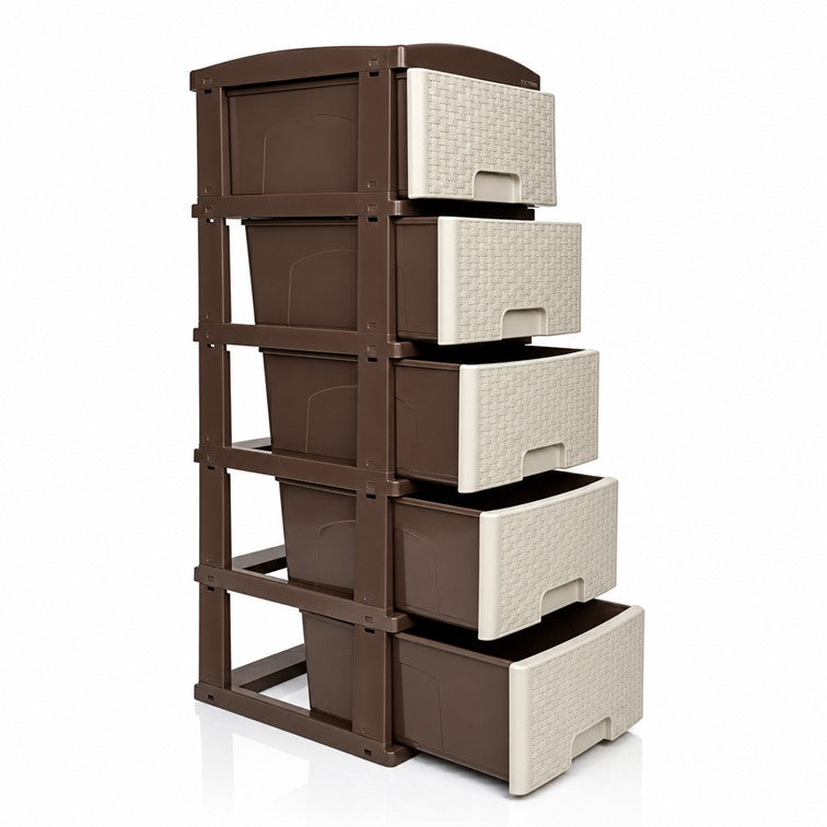Practimueble Apariencia Rattan 5 Gavetas Colplast Color Pistacho Wengue 3001067